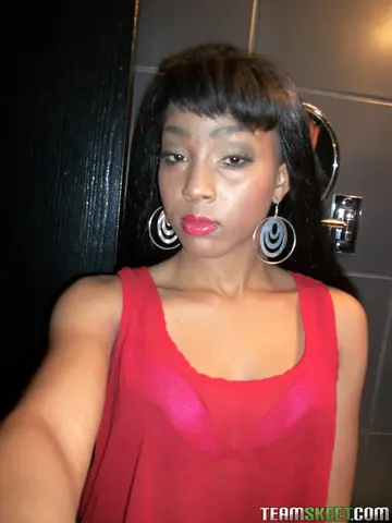 Ebony Brunette with Big Tits Flashes and Spreads Outdoors