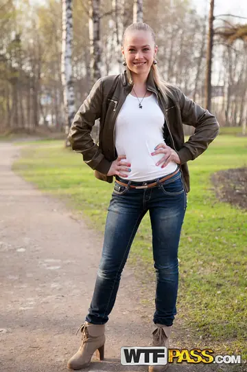 Woman in Jeans Takes Double Penetration and a Facial in Group Sex