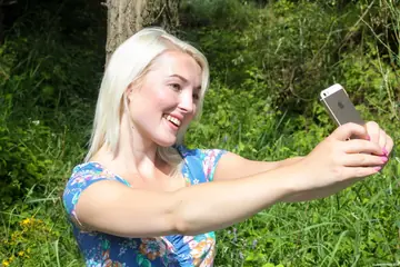 Blonde Czech Woman Flashes Her Natural Tits and Fingers Her Pussy Outdoors
