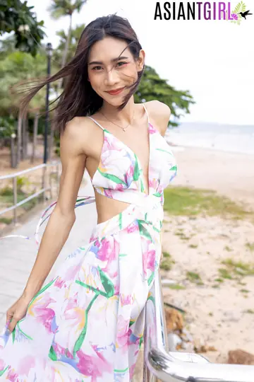 Asian Trans Woman Strips Nude and Poses Sideways