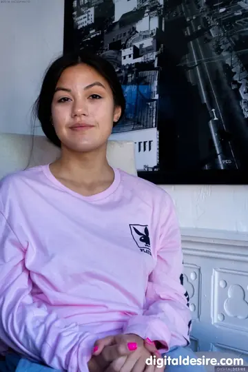 Busty Asian Brunette in Panties Shows Her Trimmed Pussy and Tight Ass