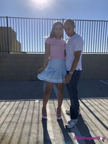 Alita Lee – Skinny Woman in a Skirt and Heels Sucks Cock Outdoors for a Cumshot