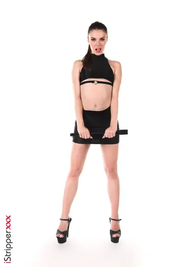 Slim Brunette in Pigtails Fingers and Toys Her Pussy
