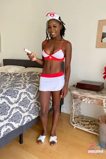 Mia Piper – Brunette Ebony Nurse Strips Nude and Spreads Her Asshole