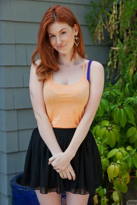 Emily Archer: Redhead in a Purple Thong Spreads Outdoors – photo 3 of 11