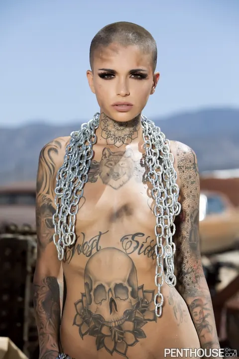 Leigh Raven: Tattooed Brunette with Small Tits Poses Nude Outdoors – photo 7 of 20