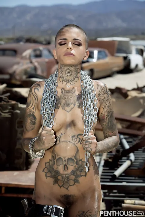 Leigh Raven: Tattooed Brunette with Small Tits Poses Nude Outdoors – photo 4 of 20