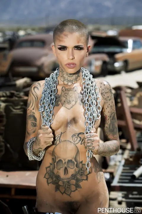 Leigh Raven: Tattooed Brunette with Small Tits Poses Nude Outdoors – photo 5 of 20