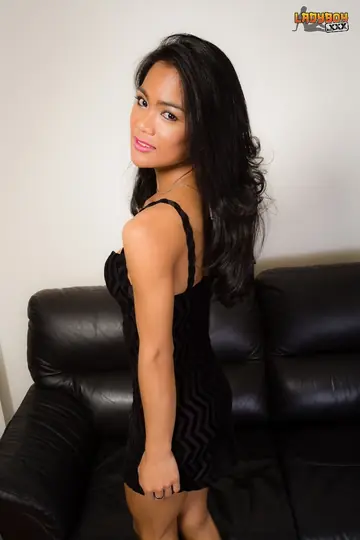 Asian Trans Woman Poses in Panties and Heels