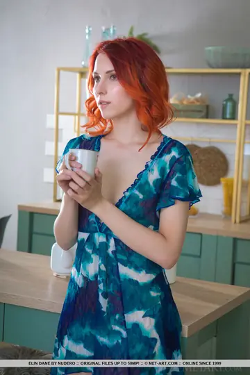 European Redhead Strips Out of Her Skirt in the Kitchen