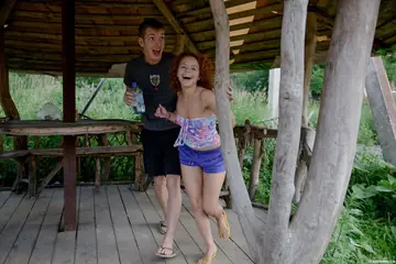 Cute Sunny – Slim European Redhead Sucks and Fucks Outdoors for a Mouthful of Cum