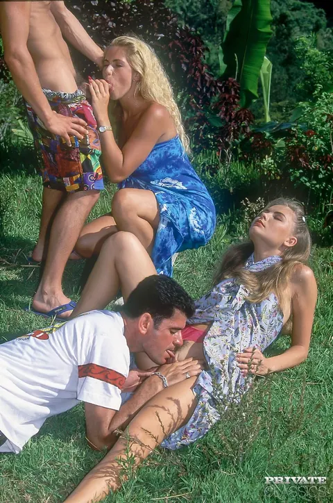 Busty Blonde MILF Takes Double Penetration Outdoors – photo 4 of 12