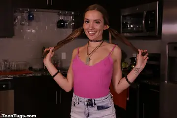 Woman Gives a Handjob and Spreads Her Legs