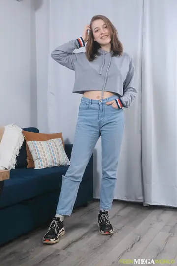 European Brunette Toys Her Shaved Pussy in Socks