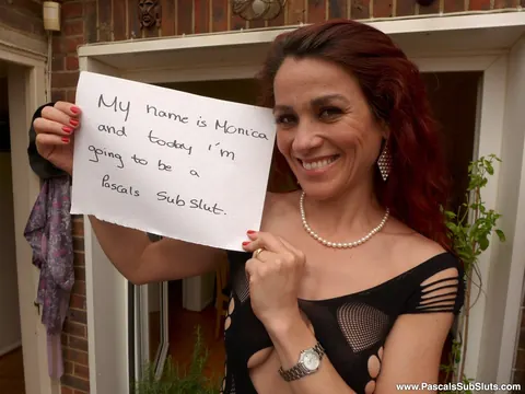 Monica Bollocksy: Slim Redhead MILF in Stockings Pulls Panties Aside – photo 1 of 12