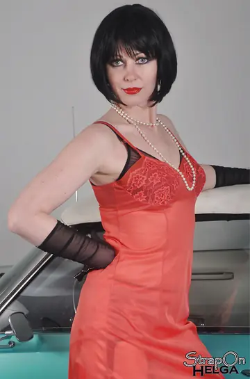 Thick Brunette MILF Masturbates with a Dildo and Strap-On in Stockings