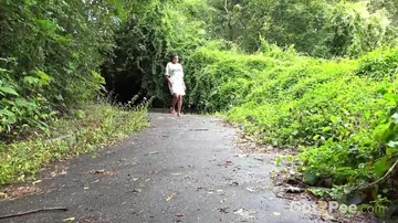 Chloe Lamoure – BBW Brunette Spreads Her Legs and Pisses on a Paved Path Outdoors