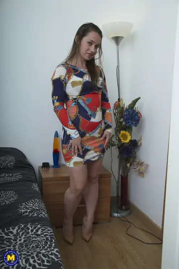 Olga Cabaeva – Chubby European MILF Strips Out of Her Skirt and Panties