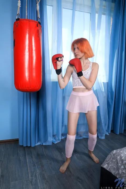 Lissa Fox: Petite Redhead in Socks Masturbates with a Dildo – photo 1 of 21