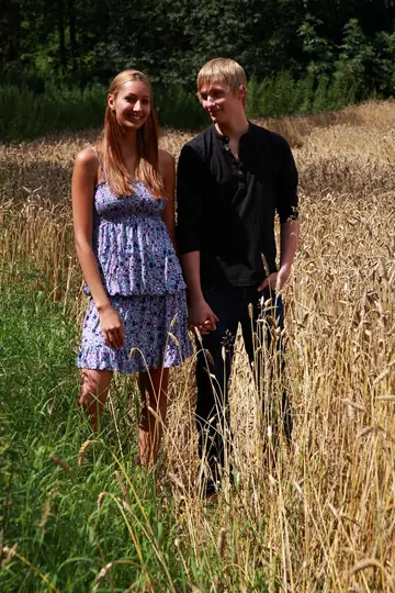 Thick Woman Sucks Cock and Takes Anal in a Wheat Field