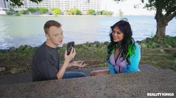 XWife Karen – Busty Latina with a Tattoo Fucks in a Car