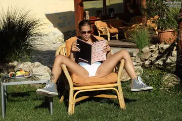 Candy Bell – European Brunette Plays with a Dildo and Spreads in the Garden