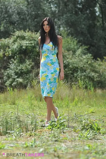 Bailey Godfrey – Brunette Strips Out of Her Skirt and Panties in the Forest