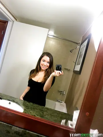 Audrina Grace – Asian Brunette with Big Tits Strips Out of Her Lingerie for Mirror Selfies