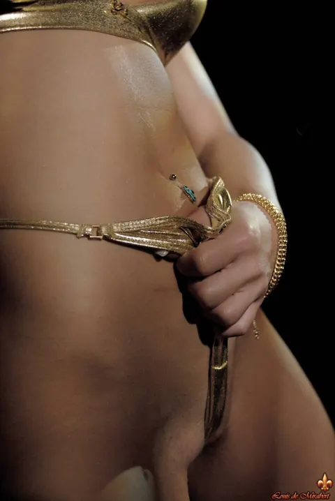 Sharka Blue: Thick Czech MILF Pulls Aside Her Gold Bikini and Spreads – photo 16 of 16