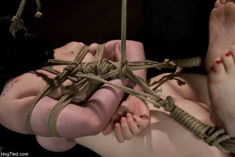 Sybil Hawthorne: Busty Tattooed Brunette Bound in Rope Bondage – photo 2 of 20