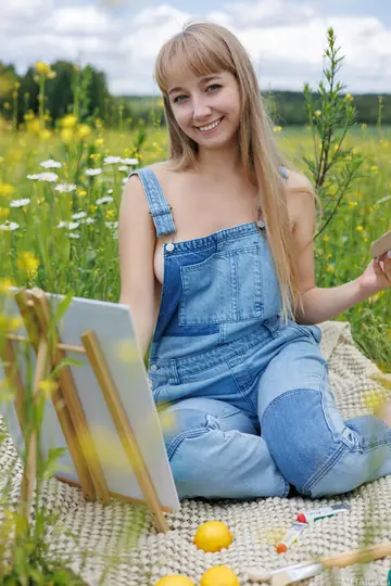 Skinny Polish Blonde Spreads Her Pussy Outdoors