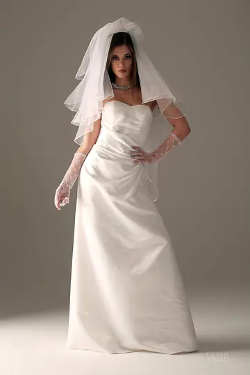 Slim Czech Brunette Strips Out of Her Wedding Dress and Lingerie
