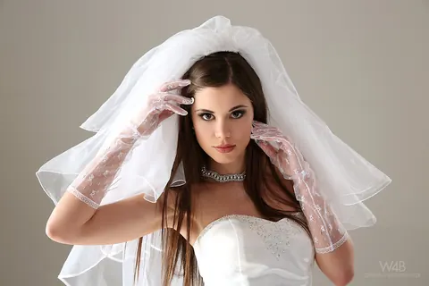 Slim Czech Brunette Strips Out of Her Wedding Dress and Lingerie – photo 7 of 16