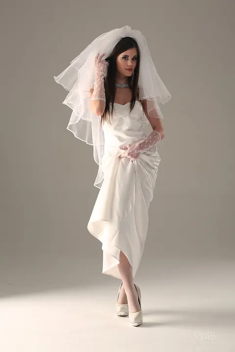 Slim Czech Brunette Strips Out of Her Wedding Dress and Lingerie – photo 8 of 16