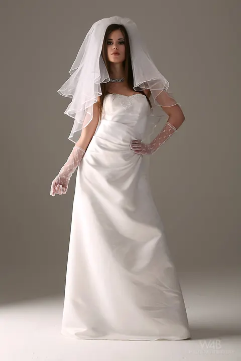 Slim Czech Brunette Strips Out of Her Wedding Dress and Lingerie – photo 2 of 16