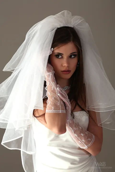Slim Czech Brunette Strips Out of Her Wedding Dress and Lingerie – photo 4 of 16