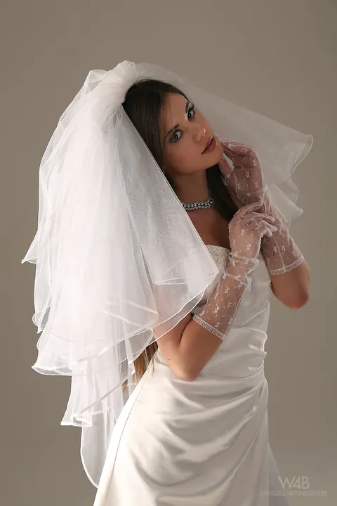 Slim Czech Brunette Strips Out of Her Wedding Dress and Lingerie – photo 5 of 16