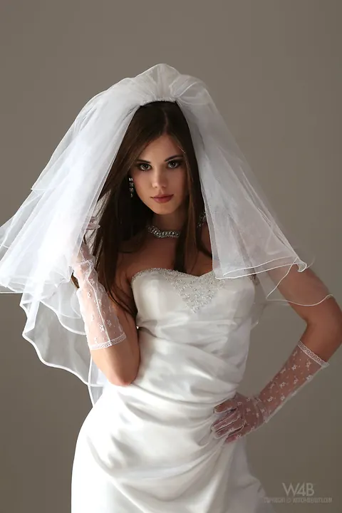 Slim Czech Brunette Strips Out of Her Wedding Dress and Lingerie – photo 3 of 16
