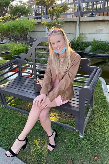 Paris White – Petite Blonde Pulls Panties Aside at the Hotel