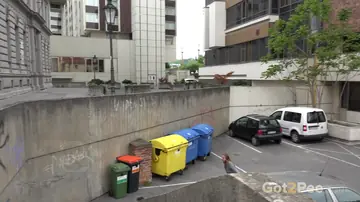 Blonde Spreads Her Shaved Pussy in Public