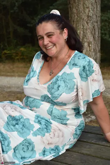 Mature BBW Strips Out of Her Dress and Bikini in the Woods