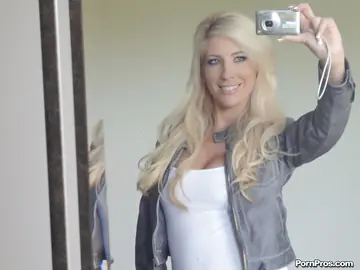 Tasha Reign – Blonde with Big Tits Strips Out of Her Jeans for Mirror Selfies