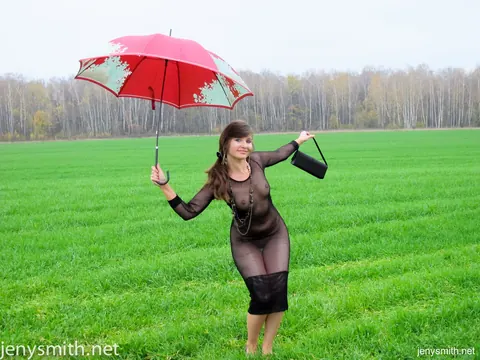 Jeny Smith: Tall Russian MILF Poses in a Sheer Black Dress Outdoors – photo 7 of 15