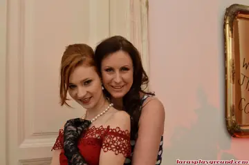 Tall Redhead MILF Strips to Lingerie and Fingers Herself