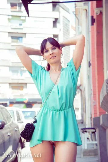 Jeny Smith – Tall Russian Brunette Spreads Her Legs Beside a Car