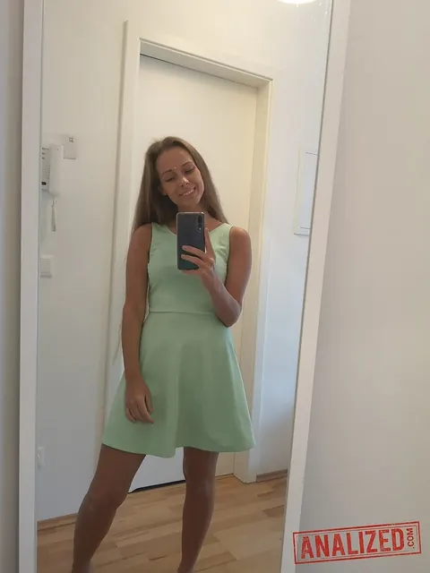 Kinuski: Pale Blonde in Panties Strips and Spreads Her Pussy in the Mirror Selfie – photo 1 of 20