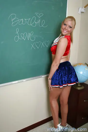 Barbie Love – Thick Blonde Strips Out of Her Skirt and Uniform