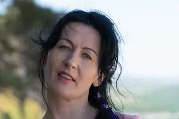 Nimfa Mannay – Tall Mature Brunette Spreads Her Hairy Pussy by a Dirt Road