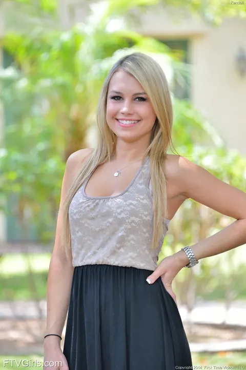Kendall Kayden: Busty Blonde in a Thong Poses Outdoors – photo 1 of 15