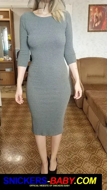 Blonde Trans Woman Fucks in a Tight Dress